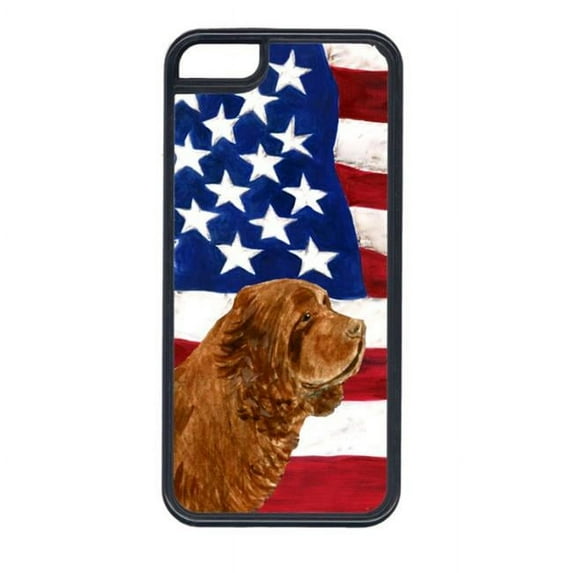 Carolines Treasures SS4037IP5C USA American Flag With Sussex Spaniel Iphone 5C Cover
