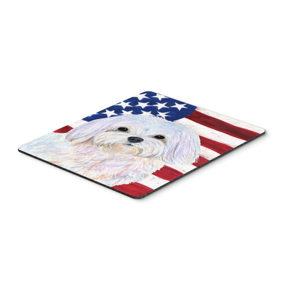Carolines Treasures SS4044MP USA American Flag with Maltese Mouse Pad Hot Pad or Trivet Large multicolor