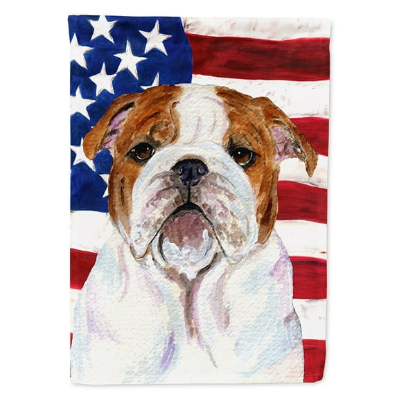 Carolines Treasures SS4046CHF USA American Flag with Bulldog English Flag Canvas, Large, Multicolor