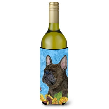 Carolines Treasures SS4152LITERK French Bulldog in Summer Flowers Wine Bottle Hugger Wine Bottle multicolor
