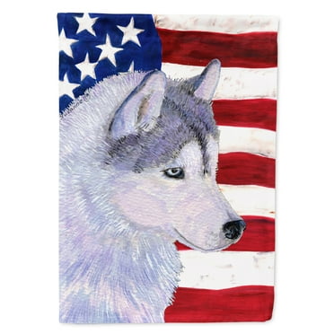 Carolines Treasures SS4220-FLAG-PARENT USA American Flag with Siberian Husky Flag  multicolor