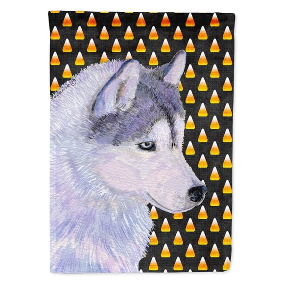 Carolines Treasures SS4257-FLAG-PARENT Siberian Husky Candy Corn Halloween Portrait Flag  multicolor