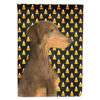 Carolines Treasures SS4272-FLAG-PARENT Doberman Candy Corn Halloween Portrait Flag  multicolor