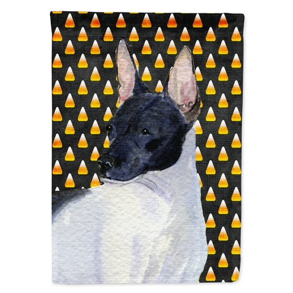 Carolines Treasures SS4273-FLAG-PARENT Rat Terrier Candy Corn Halloween Portrait Flag  multicolor