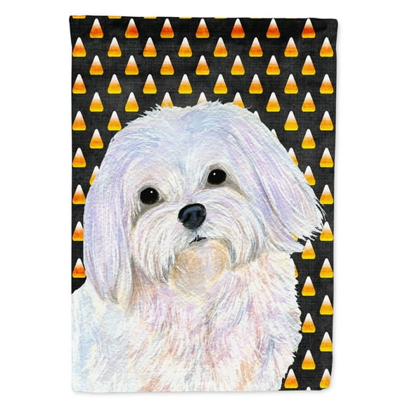 Carolines Treasures SS4275-FLAG-PARENT Maltese Candy Corn Halloween Portrait Flag  multicolor