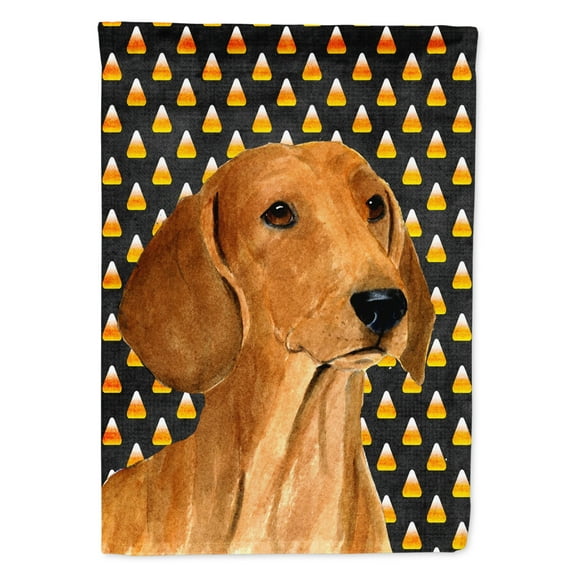 Carolines Treasures SS4280-FLAG-PARENT Dachshund Candy Corn Halloween Portrait Flag  multicolor