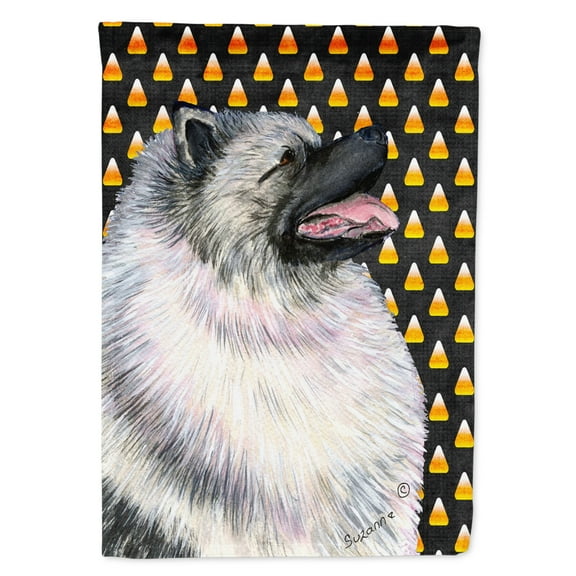 Carolines Treasures SS4282-FLAG-PARENT Keeshond Candy Corn Halloween Portrait Flag  multicolor