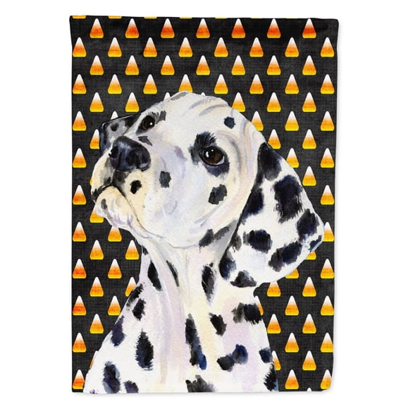 Carolines Treasures SS4286-FLAG-PARENT Dalmatian Candy Corn Halloween Portrait Flag  multicolor
