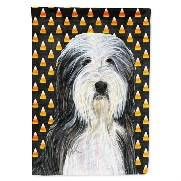 Carolines Treasures SS4290-FLAG-PARENT Bearded Collie Candy Corn Halloween Portrait Flag  multicolor