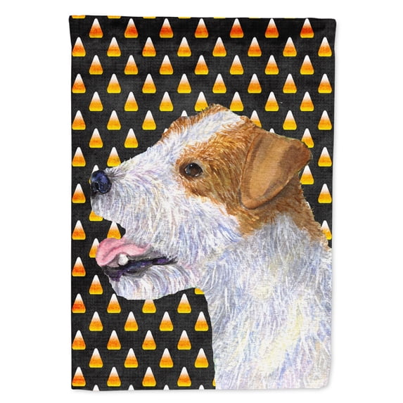 Jack Russell Terrier Candy Corn Halloween Portrait Garden Flag