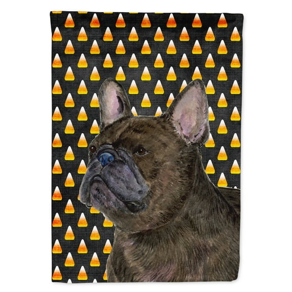 Carolines Treasures SS4312-FLAG-PARENT French Bulldog Candy Corn Halloween Portrait Flag  multicolor