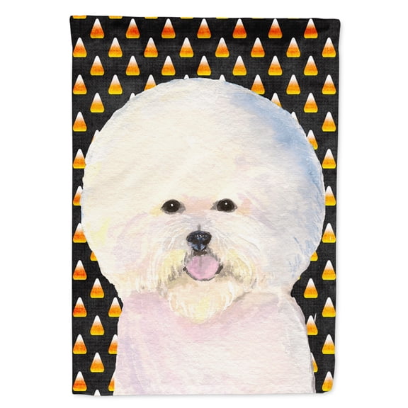 Carolines Treasures SS4319-FLAG-PARENT Bichon Frise Candy Corn Halloween Portrait Flag  multicolor