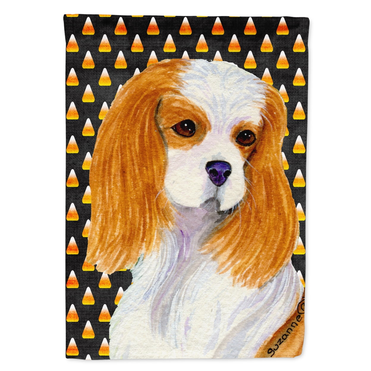 Carolines Treasures SS4320-FLAG-PARENT Cavalier Spaniel Candy Corn Halloween Portrait Flag  multicolor