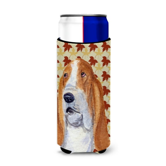 Carolines Treasures SS4328MUK Bulldog English Fall Leaves Portrait Ultra Hugger for slim cans Slim Can multicolor