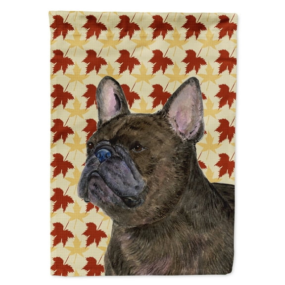 Carolines Treasures SS4337-FLAG-PARENT French Bulldog Fall Leaves Portrait Flag  multicolor