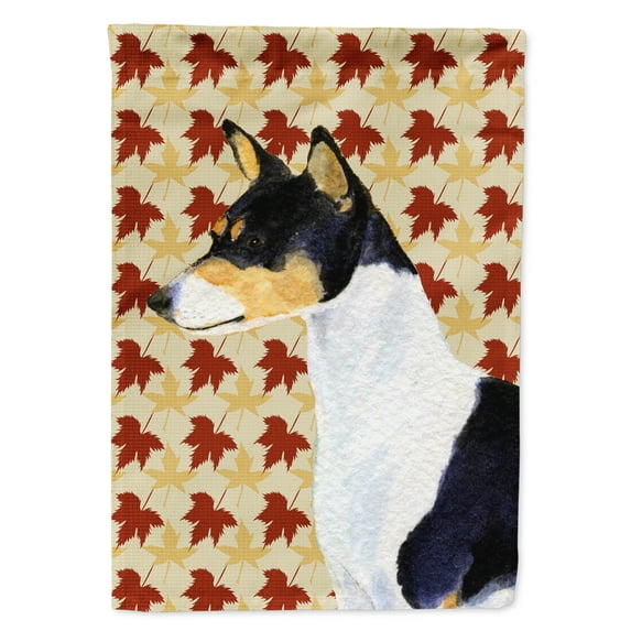 Carolines Treasures SS4342-FLAG-PARENT Basenji Fall Leaves Portrait Flag multicolor