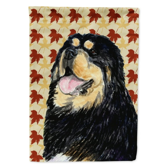 Carolines Treasures SS4344-FLAG-PARENT Tibetan Mastiff Fall Leaves Portrait Flag  multicolor