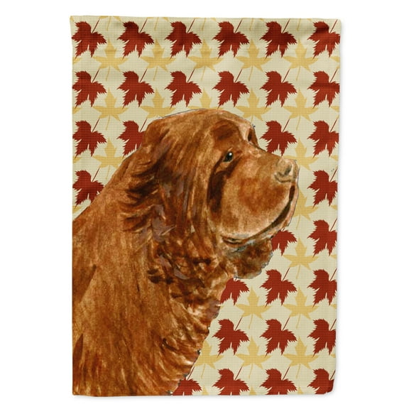 Carolines Treasures SS4346-FLAG-PARENT Sussex Spaniel Fall Leaves Portrait Flag  multicolor