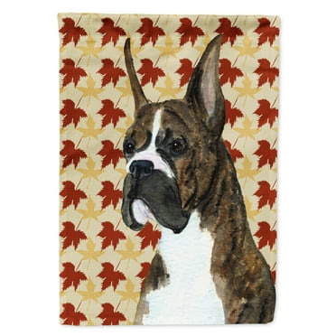 Carolines Treasures SS4348-FLAG-PARENT Boxer Brindle Fall Leaves Portrait Flag  multicolor