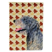 Carolines Treasures SS4350-FLAG-PARENT Irish Wolfhound Fall Leaves Portrait Flag  multicolor