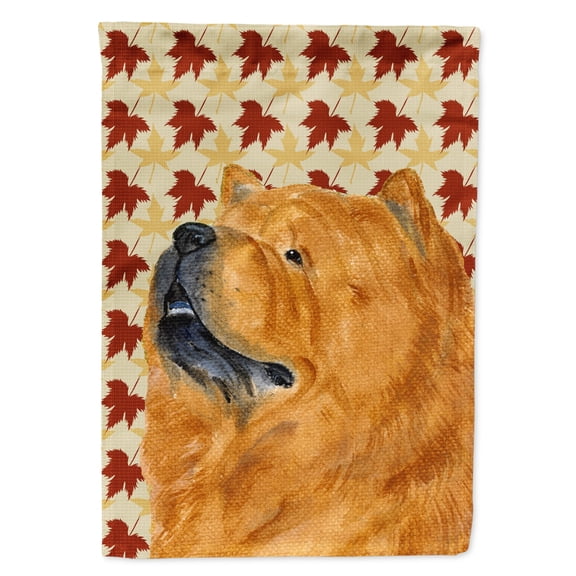 Carolines Treasures SS4354-FLAG-PARENT Chow Chow Fall Leaves Portrait Flag  multicolor