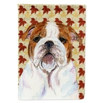 Carolines Treasures SS4372-FLAG-PARENT Bulldog English Fall Leaves Portrait Flag  multicolor