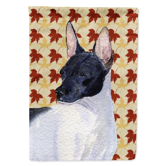 Carolines Treasures SS4376-FLAG-PARENT Rat Terrier Fall Leaves Portrait Flag  multicolor