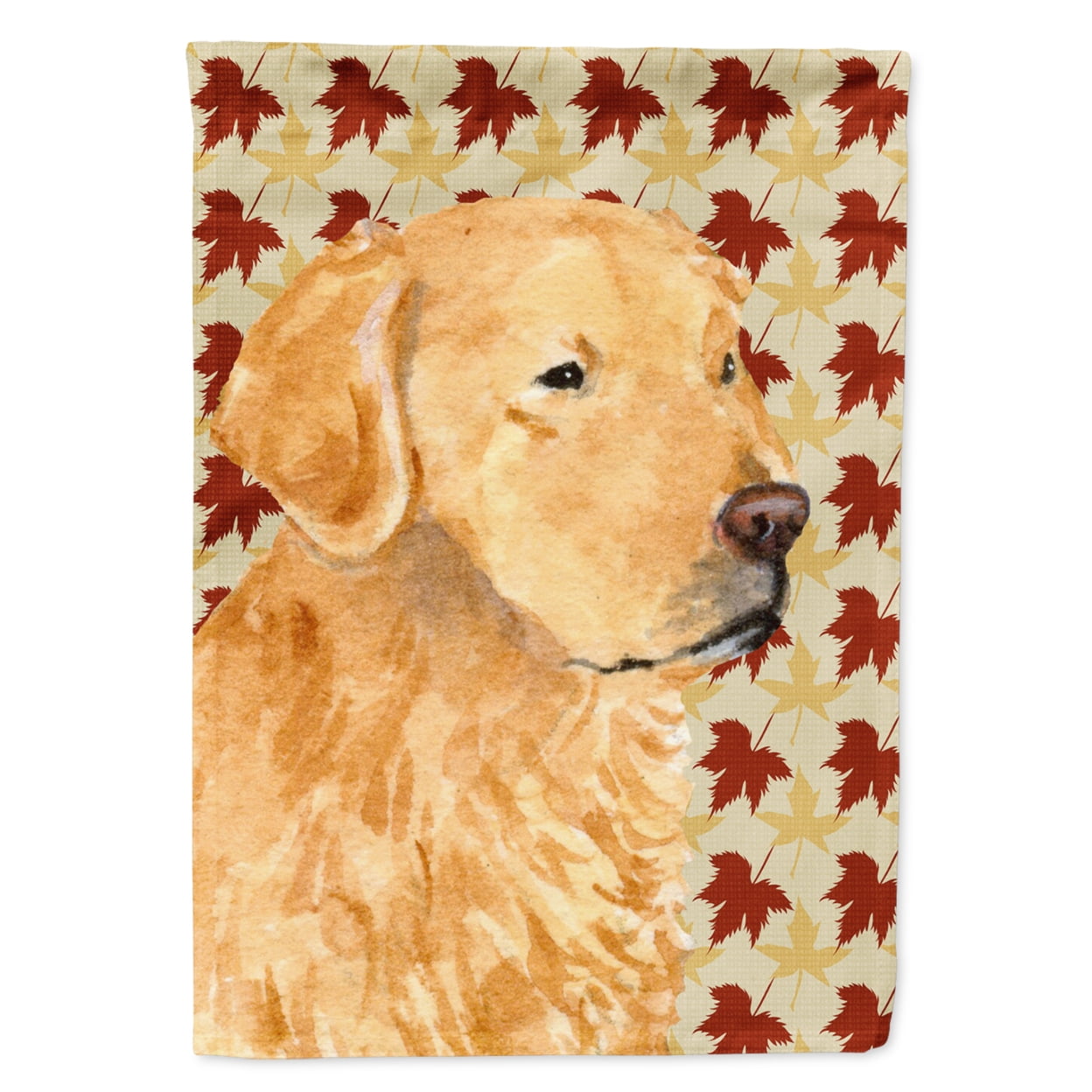 Golden Retriever Fall Leaves Portrait Garden Flag