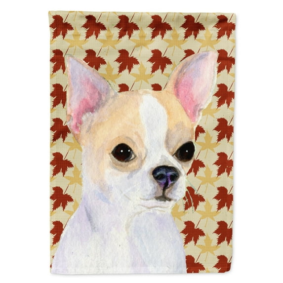 Carolines Treasures SS4382-FLAG-PARENT Chihuahua Fall Leaves Portrait Flag  multicolor