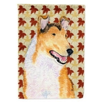 Carolines Treasures SS4386-FLAG-PARENT Collie Smooth Fall Leaves Portrait Flag multicolor