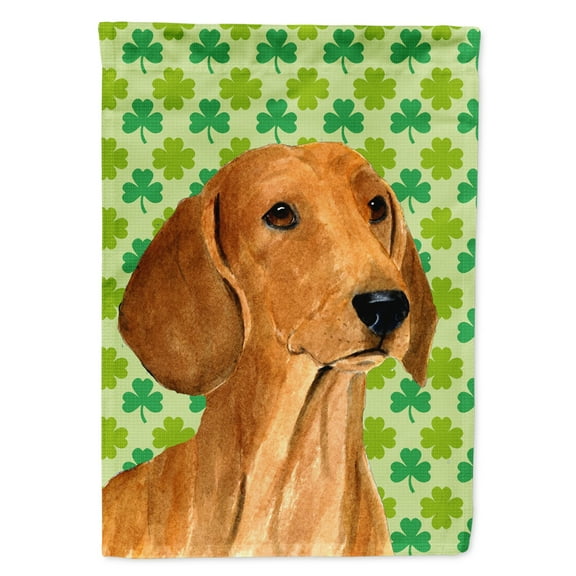 Carolines Treasures SS4418-FLAG-PARENT Dachshund St. Patricks Day Shamrock Portrait Flag  multicolor