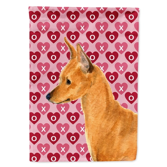 Carolines Treasures SS4466-FLAG-PARENT Min Pin Hearts Love and Valentines Day Portrait Flag  multicolor