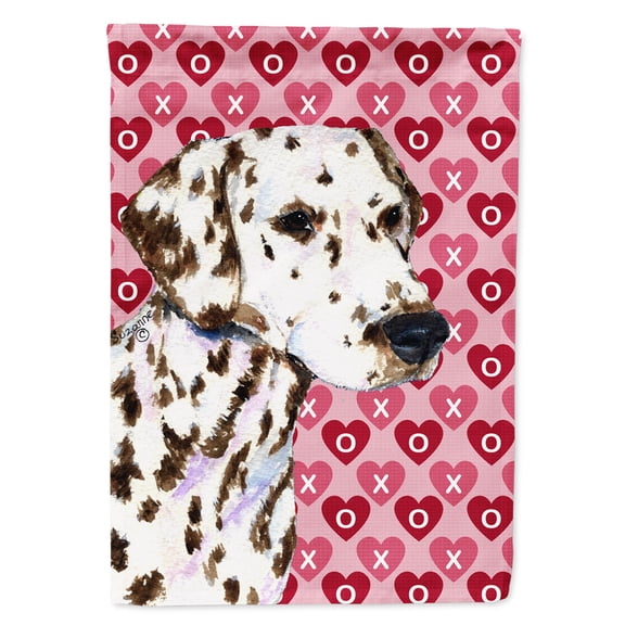 Dalmatian Hearts Love and Valentine's Day Portrait Garden Flag