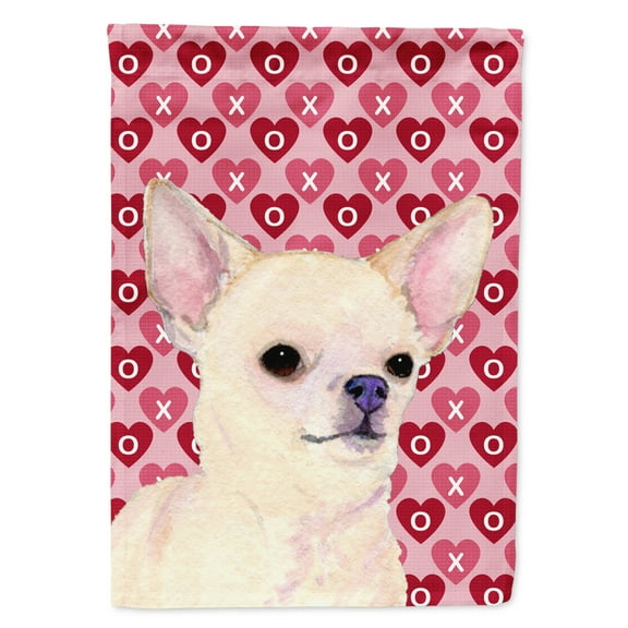 Carolines Treasures SS4472-FLAG-PARENT Chihuahua Hearts Love and Valentines Day Portrait Flag  multicolor
