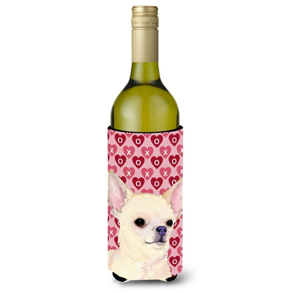 Carolines Treasures SS4472LITERK Chihuahua Hearts Love and Valentines Day Portrait Wine Bottle Hugger Wine Bottle
