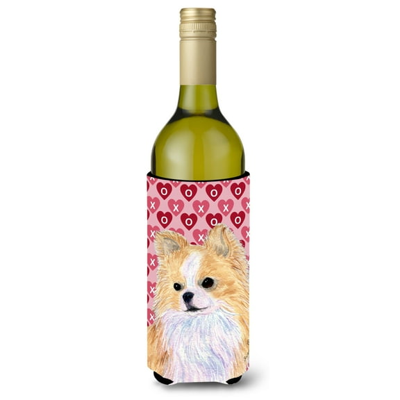 Carolines Treasures SS4473LITERK Chihuahua Hearts Love and Valentines Day Portrait Wine Bottle Hugger Wine Bottle