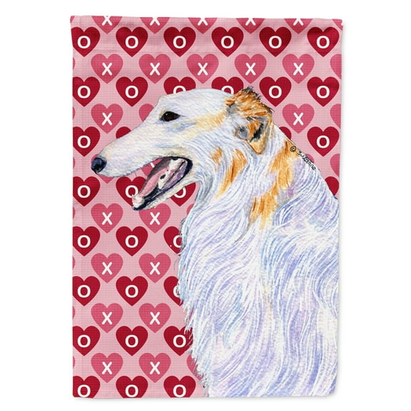Carolines Treasures SS4475-FLAG-PARENT Borzoi Hearts Love and Valentines Day Portrait Flag  multicolor