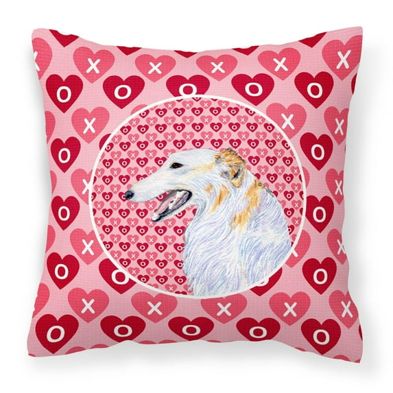 Carolines Treasures SS4475PW1414 Borzoi Hearts Love and Valentines Day Portrait Fabric Decorative Pillow 14Hx14W