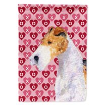 Carolines Treasures SS4478-FLAG-PARENT Fox Terrier Hearts Love and Valentines Day Portrait Flag  multicolor