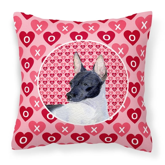 Carolines Treasures SS4480PW1414 Rat Terrier Hearts Love and Valentines Day Portrait Fabric Decorative Pillow 14Hx14W