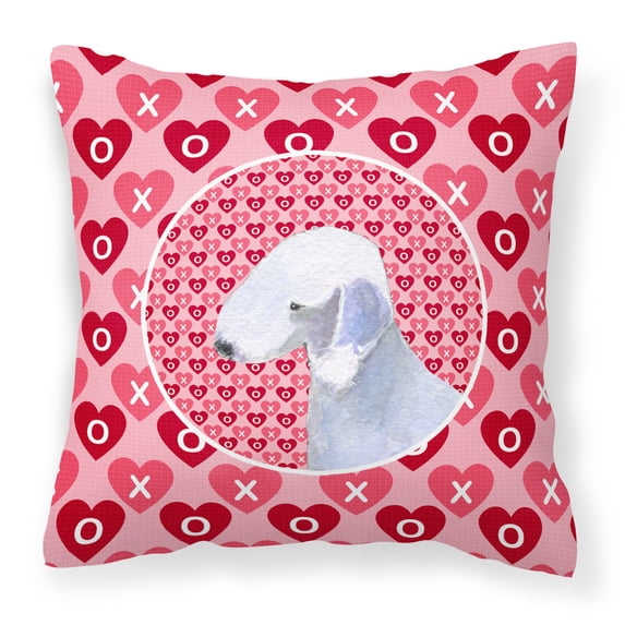 Carolines Treasures SS4483PW1414 Bedlington Terrier Hearts Love and Valentines Day Portrait Fabric Decorative Pillow