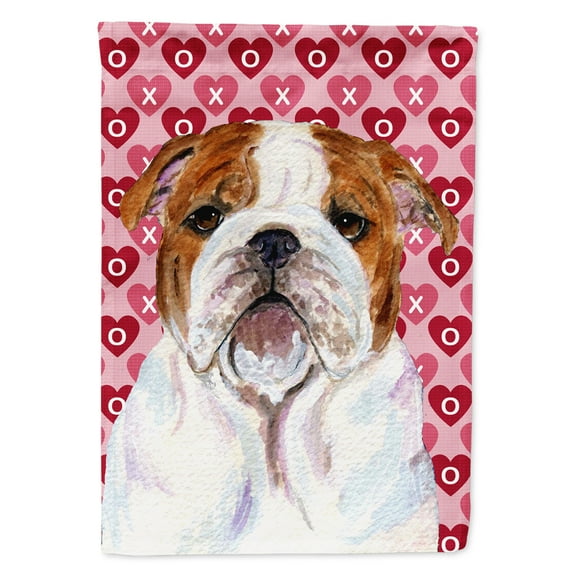 Carolines Treasures SS4484-FLAG-PARENT Bulldog English Hearts Love Valentines Day Flag  multicolor