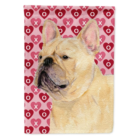 Carolines Treasures SS4485-FLAG-PARENT French Bulldog Hearts Love and Valentines Day Portrait Flag  multicolor