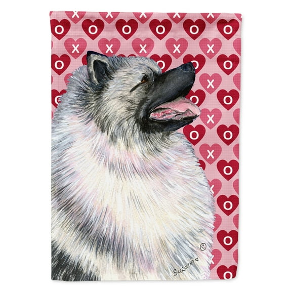 Carolines Treasures SS4488-FLAG-PARENT Keeshond Hearts Love and Valentines Day Portrait Flag multicolor