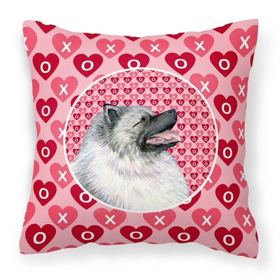 Carolines Treasures SS4488PW1414 Keeshond Hearts Love and Valentines Day Portrait Fabric Decorative Pillow 14Hx14W