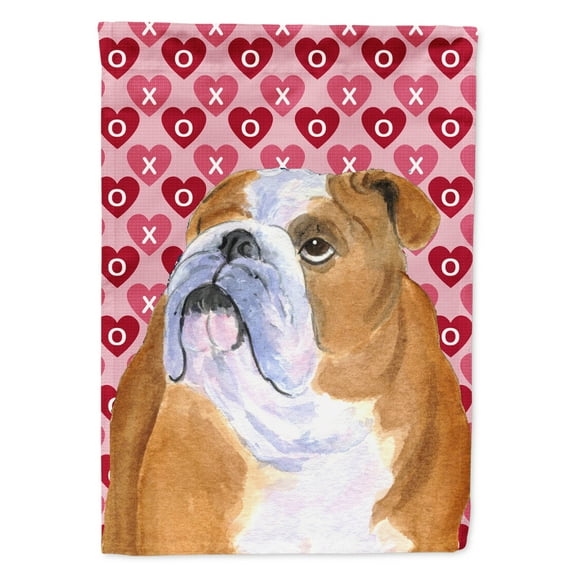 Carolines Treasures SS4491-FLAG-PARENT Bulldog English Hearts Love Valentines Day Flag multicolor