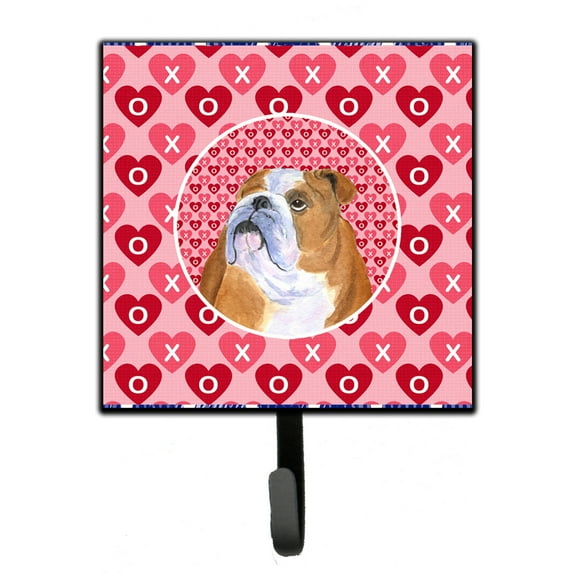 Carolines Treasures SS4491SH4 Bulldog English Hearts Love Valentines Day Leash or Key Holder Single Hook multicolor