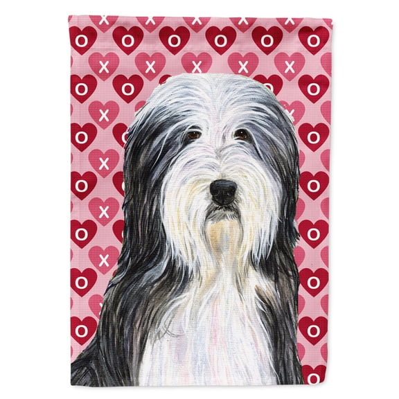 Carolines Treasures SS4497-FLAG-PARENT Bearded Collie Hearts Love and Valentines Day Portrait Flag  multicolor
