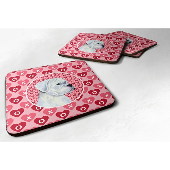 Carolines Treasures SS4509FC Boxer Hearts Love and Valentines Day Portrait Foam Coaster Set of 4 3 1/2 x 3 1/2