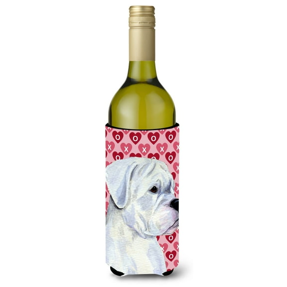 Carolines Treasures SS4509LITERK Boxer Hearts Love and Valentines Day Portrait Wine Bottle Hugger Wine Bottle multicolor